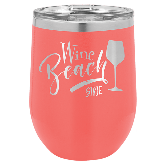 12oz Powder-Coated Wine Tumbler with Lid – Personalized | Magnolia Laser