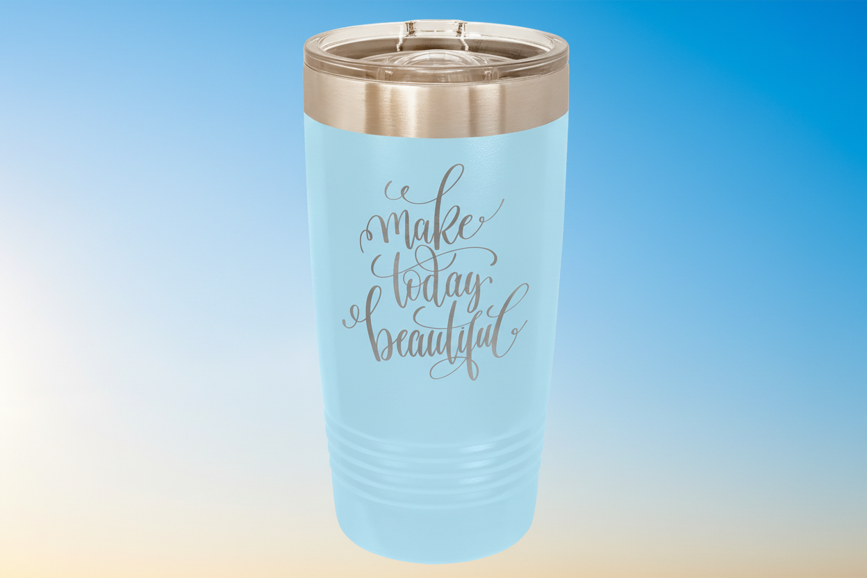 20oz Powder-Coated Tumbler with Lid – Custom Colors | Magnolia Laser