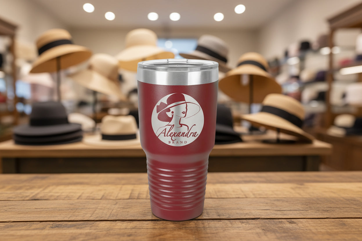 30oz Powder-Coated Tumbler with Lid – Customizable | Magnolia Laser