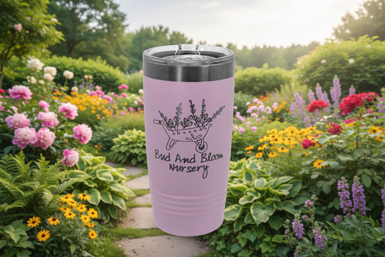 20oz ION-Plated Tumbler with Lid – Custom Laser Engraved | Magnolia Laser