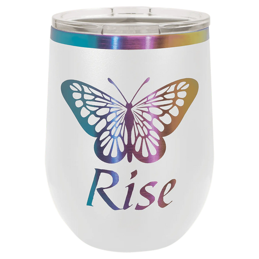 12oz ION-Plated Wine Tumbler with Lid – Custom Engraved | Magnolia Laser