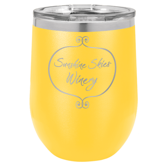 12oz Powder-Coated Wine Tumbler with Lid – Personalized | Magnolia Laser