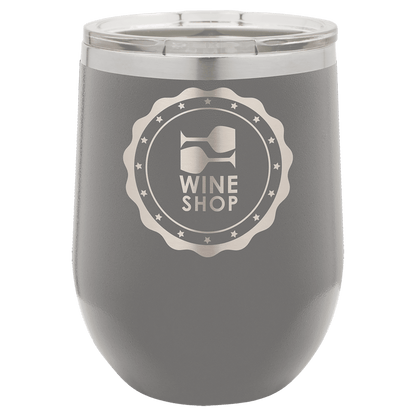 12oz Powder-Coated Wine Tumbler with Lid – Personalized | Magnolia Laser