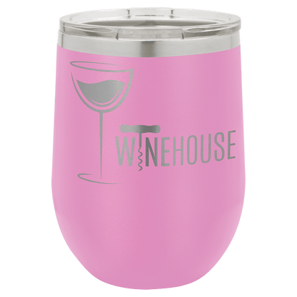 12oz Powder-Coated Wine Tumbler with Lid – Personalized | Magnolia Laser