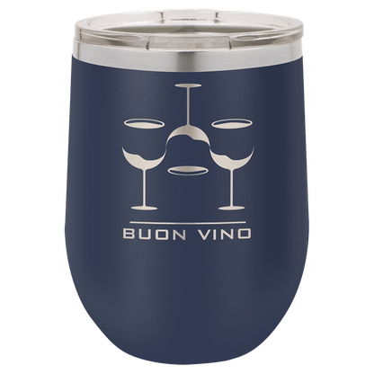 12oz Powder-Coated Wine Tumbler with Lid – Personalized | Magnolia Laser