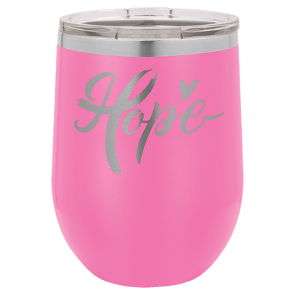 12oz Powder-Coated Wine Tumbler with Lid – Personalized | Magnolia Laser