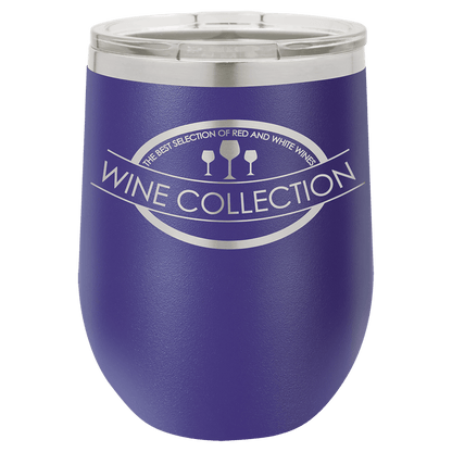 12oz Powder-Coated Wine Tumbler with Lid – Personalized | Magnolia Laser