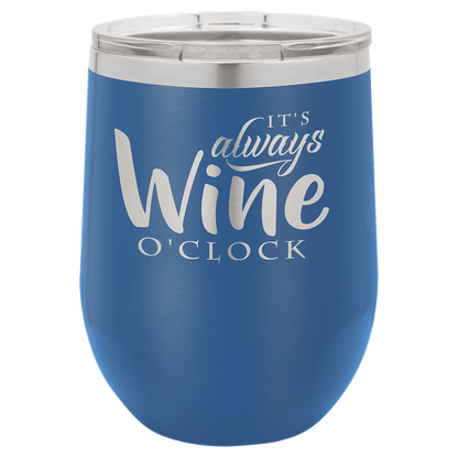 12oz Powder-Coated Wine Tumbler with Lid – Personalized | Magnolia Laser