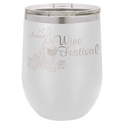 12oz Powder-Coated Wine Tumbler with Lid – Personalized | Magnolia Laser