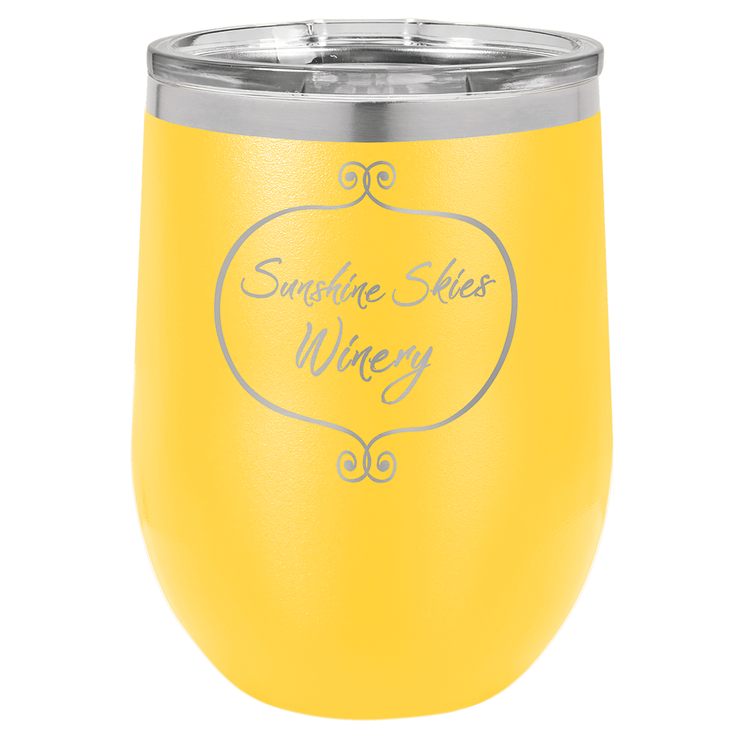 12oz Powder-Coated Wine Tumbler with Lid – Personalized | Magnolia Laser