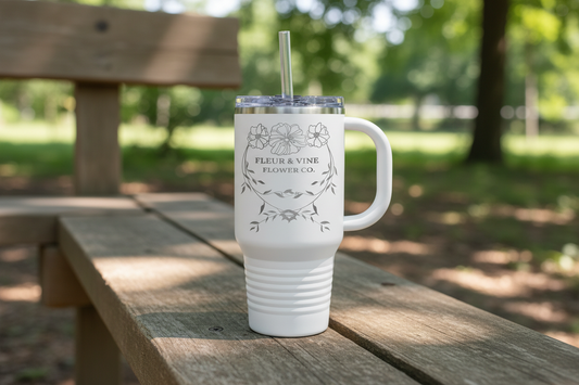 32oz Travel Mug w/handle, straw and Lid – Customizable | Magnolia Laser